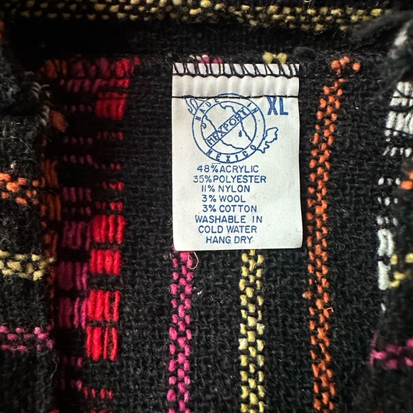 Vintage Baja Hoodie XL Mexican Drug Rug Festival Boho Surf Pullover - Picture 4 of 6